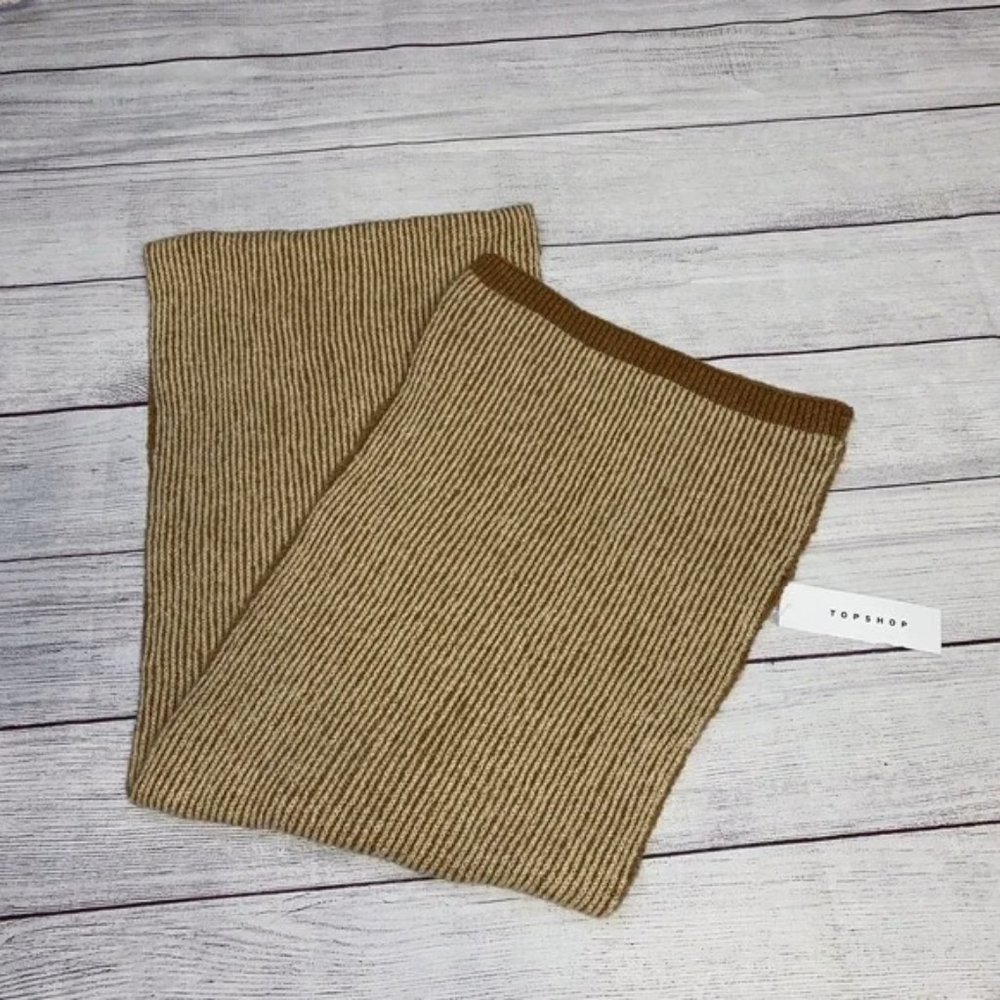 Plated Stripe Scarf Camel 12x72"